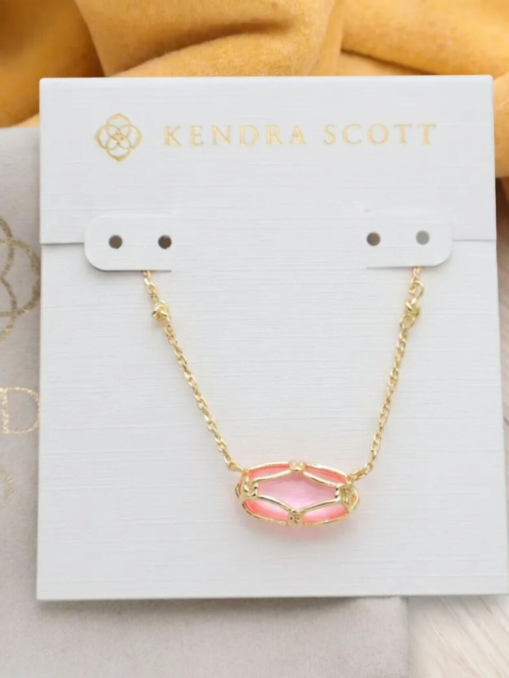 Kendra Scott Elisa Lattice Frame Gold Necklace Gold NEW